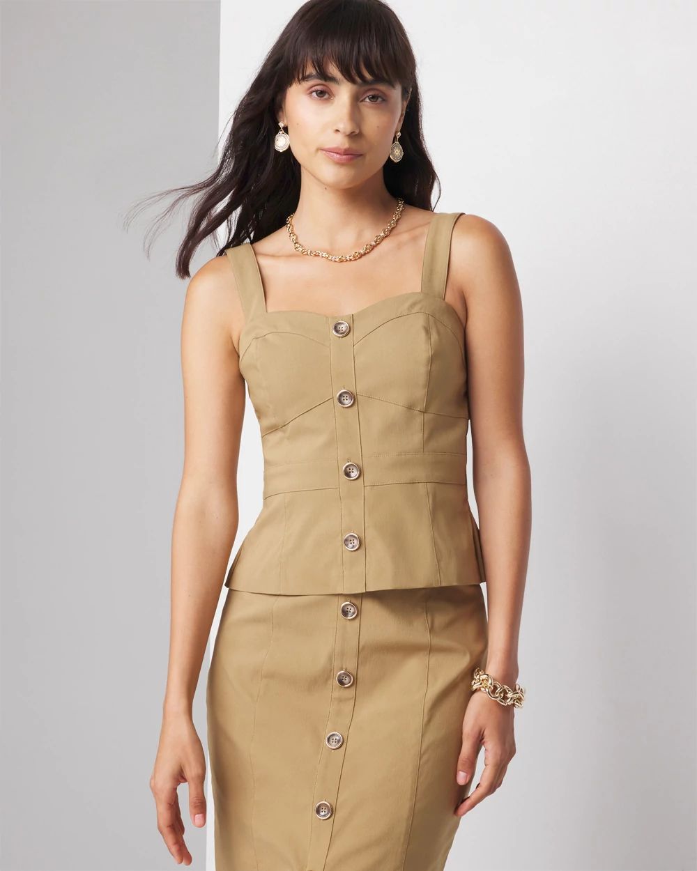 Petite Button Front Bustier White House Black Market